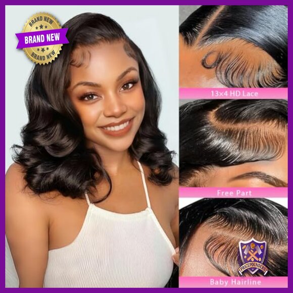 13x4 HD Lace Front Bob Wig 16 Inch Body Wave Human Hair 180% Density main image 6